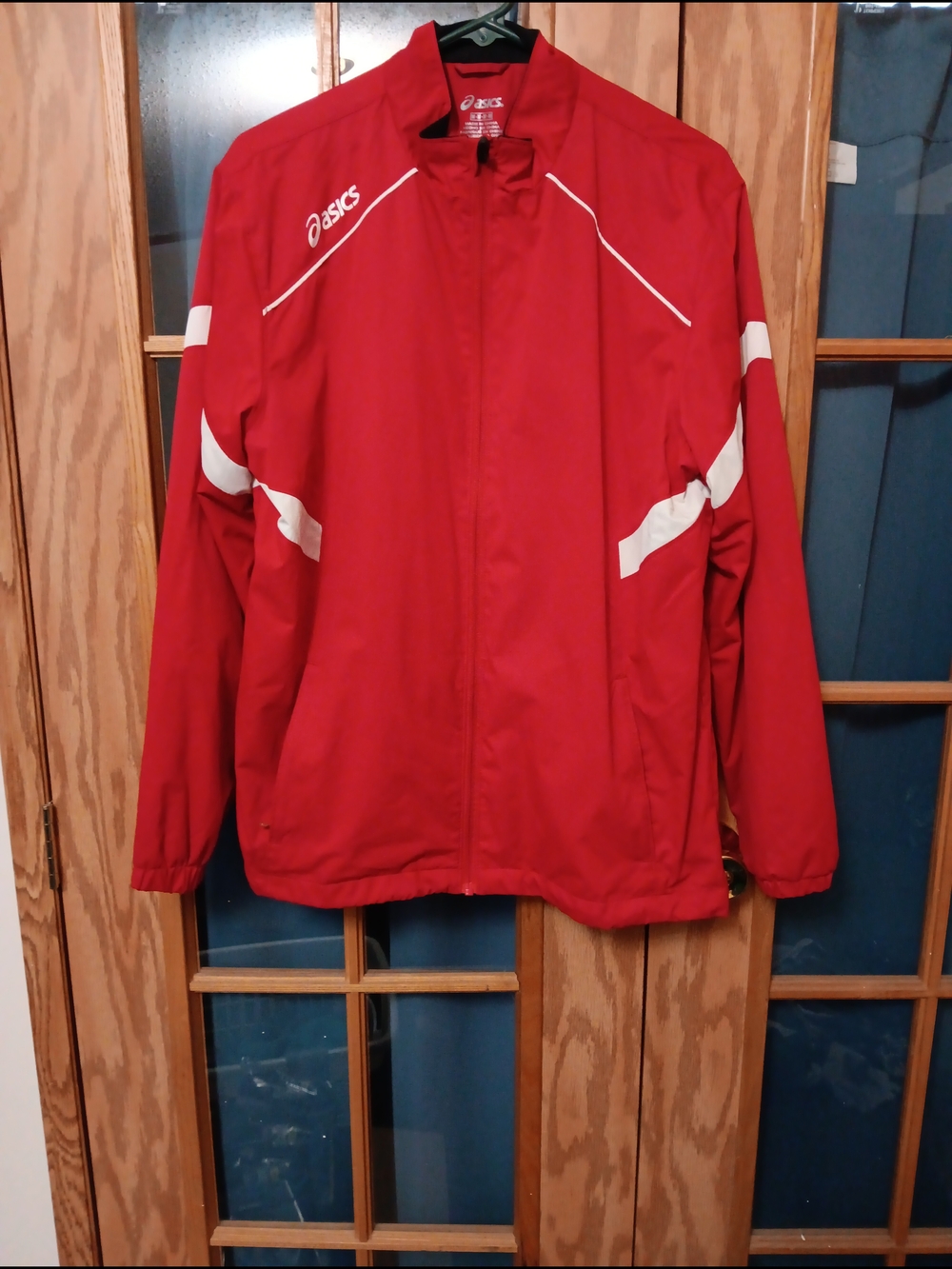 Asics Red Performance Track Jacket with White Accents Size M